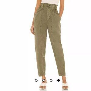 Free People Ready to Run Cinch Waist Pants Pockets High Rise Green Cargo Size XS